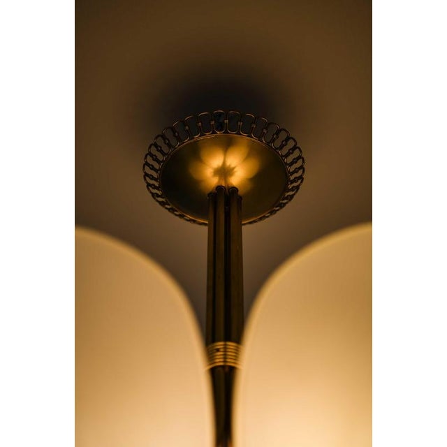 Scandinavian Ceiling Lamp in Opaline Glass and Brass by Carl Fagerlund, 1950s For Sale - Image 12 of 13