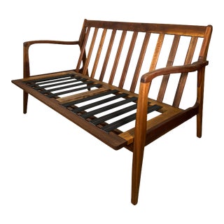 Vintage Walnut Kofod-Larsen Style Loveseat Sofa For Sale