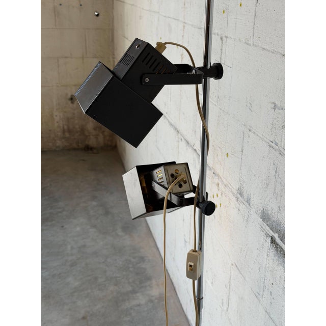 1950s Mid-Century Modern Metal Floor Lamp With Dual Square Shades For Sale - Image 9 of 10