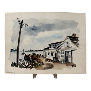 Henry Emil Salloch Original Watercolor on Stonington, Me. 1949. For Sale