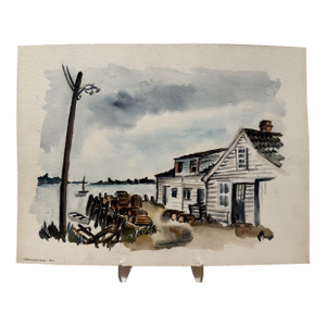 Henry Emil Salloch Original Watercolor on Stonington, Me. 1949.