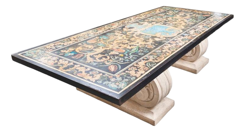 Late 19th Century Monumental Italian Scagliola Dining Table on