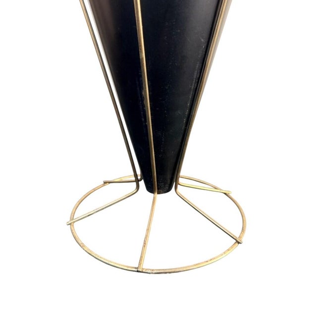 Vintage MCM Brass Umbrella Stand – Atomic Cone Display, Mid Century Entryway Home For Sale - Image 9 of 11