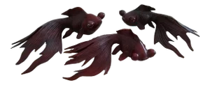 Hand Carved Wooden Fish Figurines - Set of 3