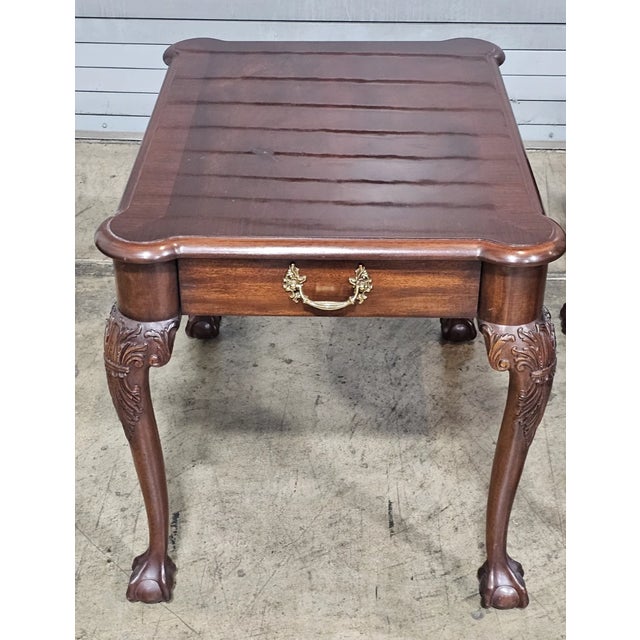 Henkel Harris Pair Henkel Harris Chippendale Style Mahogany Claw & Ball Side Tables End Table For Sale - Image 4 of 14