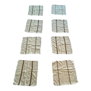 Vintage Woven Napkins Fringed Southwestern Boho Rustic Western Santa Fe Style - Set of 8 For Sale