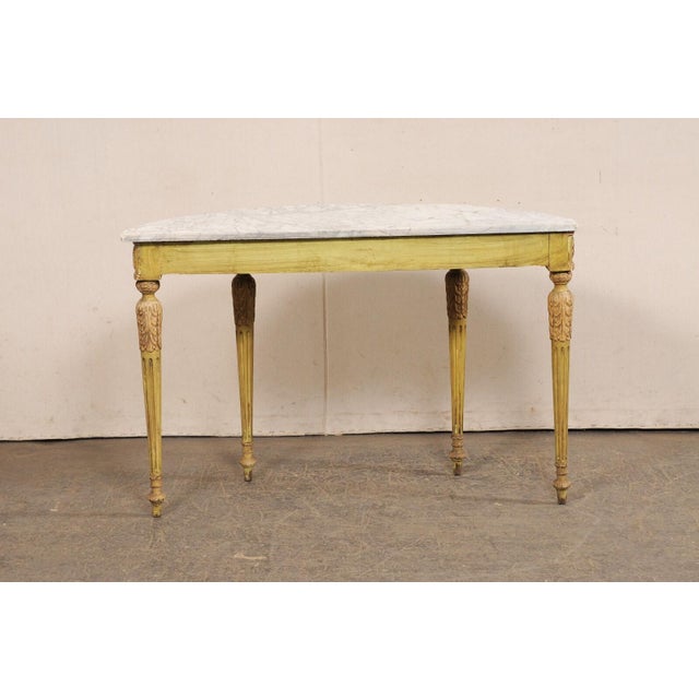 French Marble Top Demi-Lune with Orig. Finish For Sale - Image 9 of 12