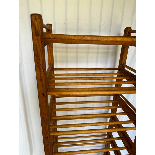 Antique Oak & Iron Industrial Shoe Rack | Chairish