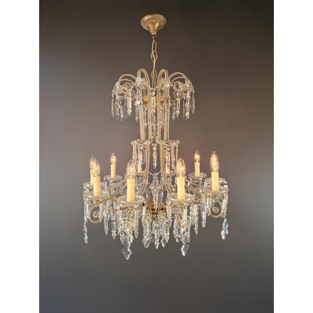 Antique French Crystal Chandelier Directoire Style Louis XVI Influence - Restored For Sale - Image 6 of 12