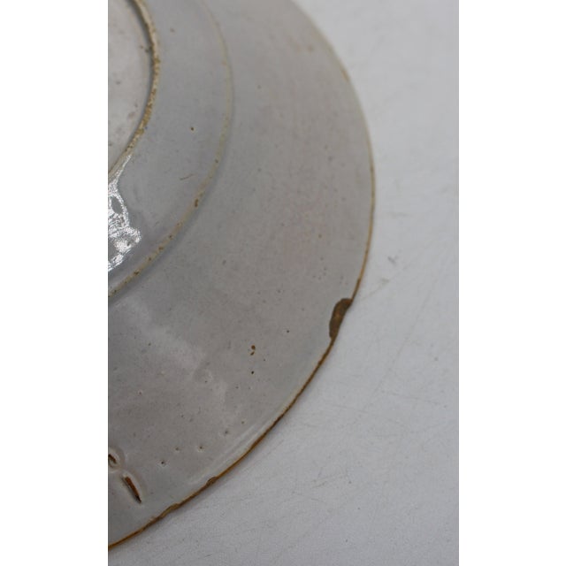 Ceramic C. 1800 Pair of Delft Blue and White Peacock Feather Vase Plates For Sale - Image 7 of 9