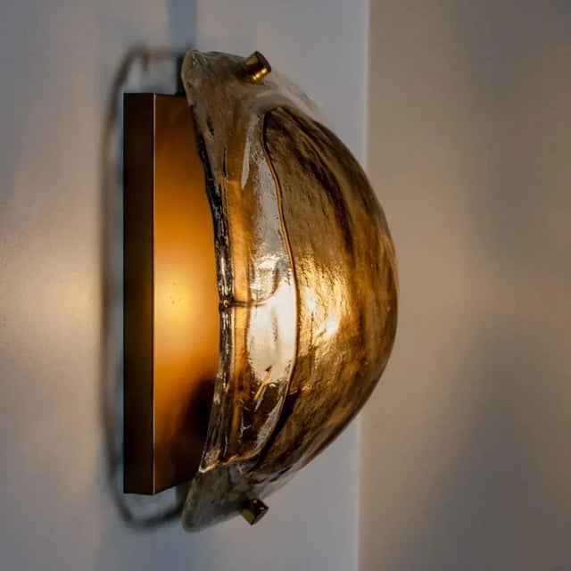 Brass and Brown Glass Hand Blown Murano Glass Wall Lights by J. T. Kalmar for Kalmar, 1960s, Set of 2 For Sale - Image 6 of 14