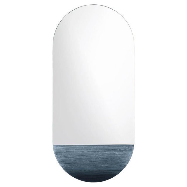 Metal Orizzonte 55120 Short Silver Oval Mirror by Disain1971 For Sale - Image 7 of 7