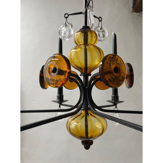 Art Glass Chandelier by Erik Höglund for Boda, 1970s For Sale - Image 3 of 7
