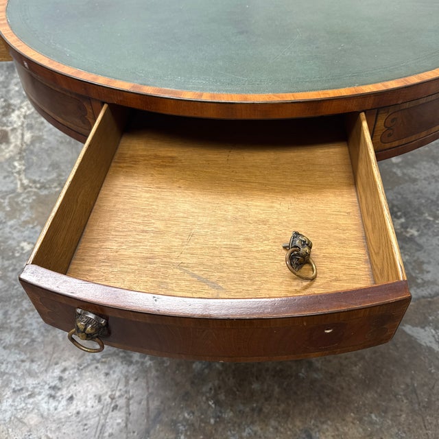 Animal Skin Manor House Round Leather Top Pedestal Table, Mid 19th Century For Sale - Image 7 of 12