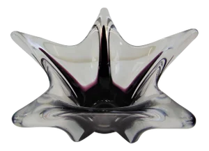 Mid 20th Century Amethyst Art Glass Star Form Bowl