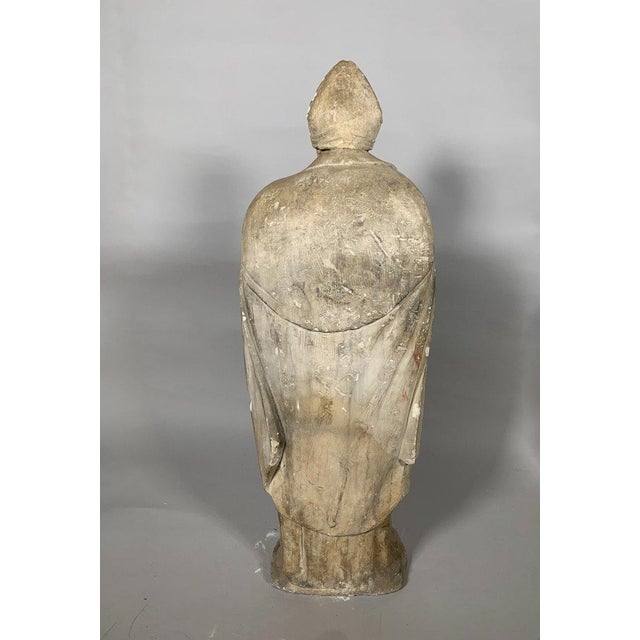 15th Century & Earlier 15th Century Limestone Sculpture of a Saintly Bishop - 95 cm - High Period Statue For Sale - Image 5 of 12