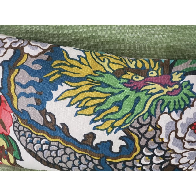 Contemporary Schumacher Chiang Mai Dragon Lumbar Pillow in Alabaster - Double-Sided For Sale In Philadelphia - Image 6 of 9