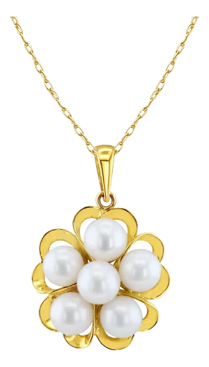 Freshwater Pearl Cluster Necklace in Flower Shape 16"