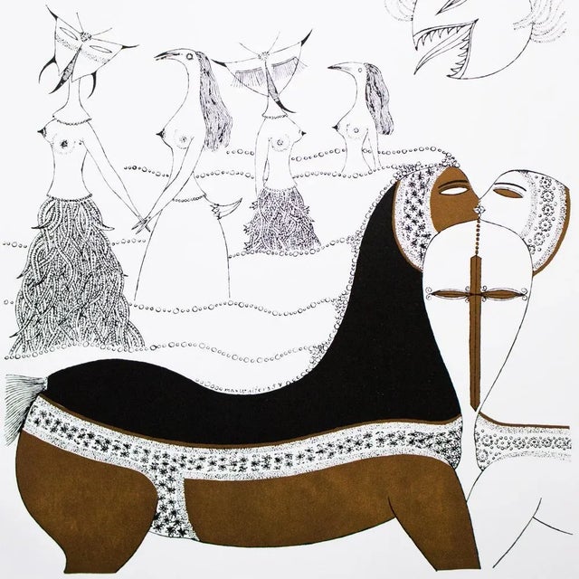 Mid-Century Modern 1968 Max Walter Svanberg Composition No. 4, Original Period Gold Leaf Lithograph For Sale - Image 3 of 13