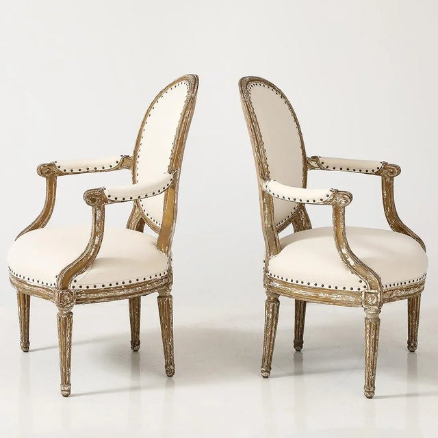 French Pair of Louis XVI Style Armchairs, Late 19th Century For Sale - Image 3 of 9
