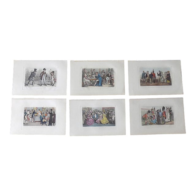 Antique 19th Century French Genre Scene Engravings-Genre Scenes - Set of 6 For Sale