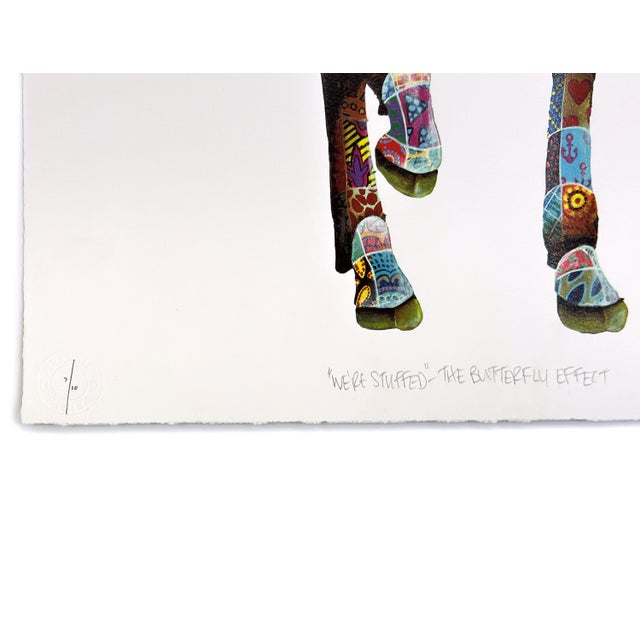 Contemporary Louis Masai, "We're Stuffed" - The Butterfly Effect, Unique Hand Painted Screen Print, 2019 For Sale - Image 3 of 5