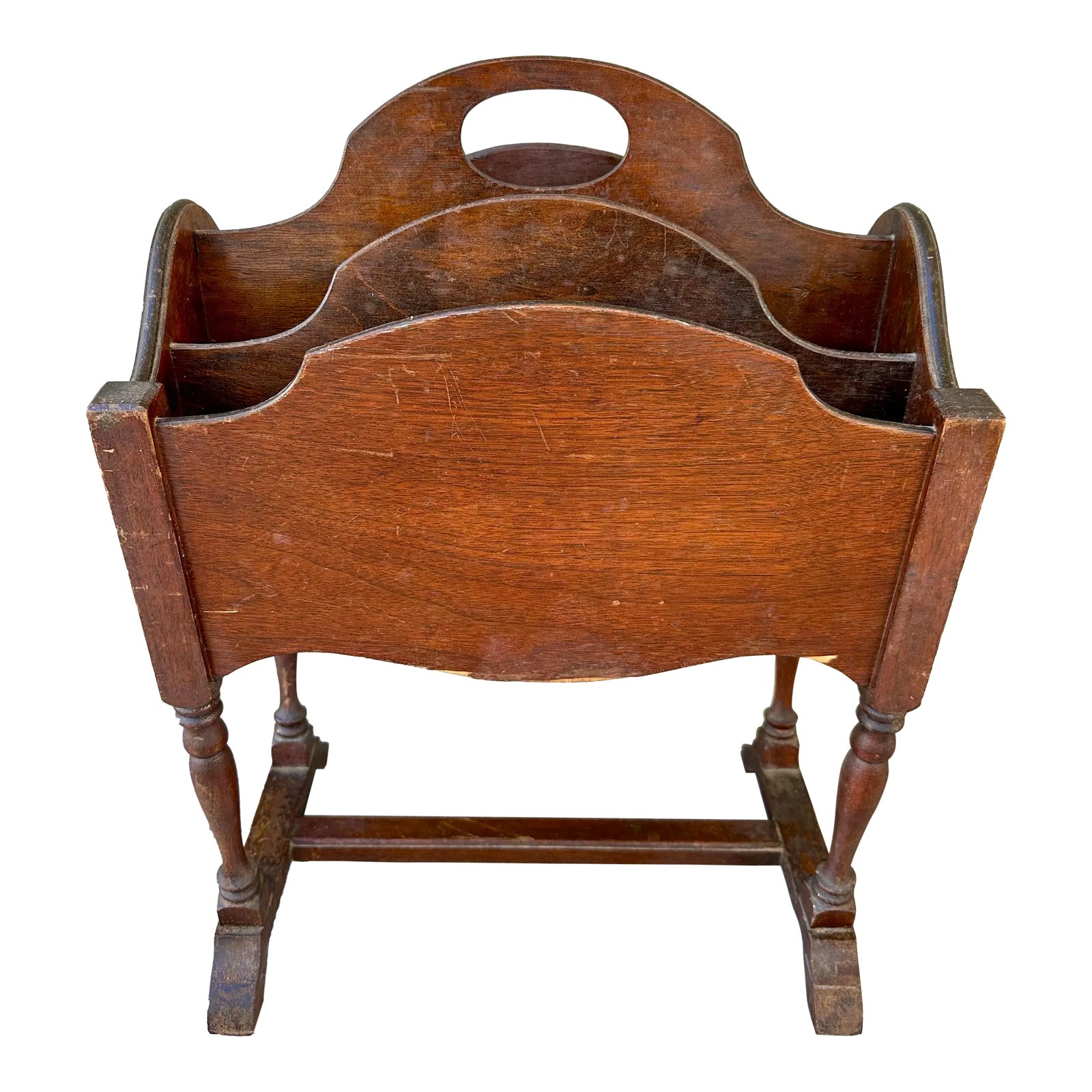 Vintage 1900s Tall Wooden Magazine/Newspaper Rack | Chairish