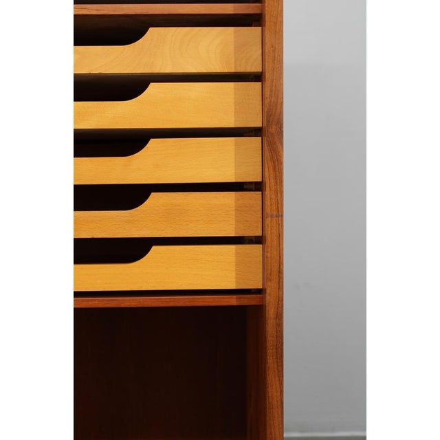 Wood Mid-Century Tambour Office Cabinet, Denmark, 1960s For Sale - Image 7 of 16
