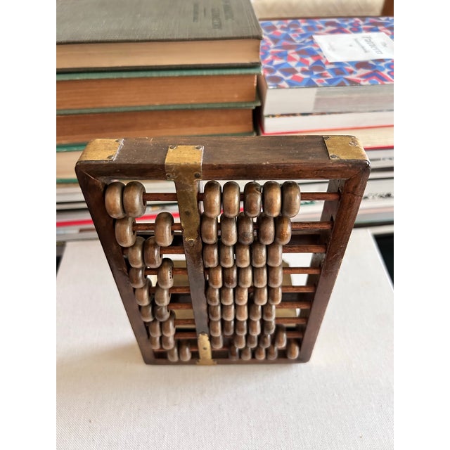 Vintage Wood & Brass Abacus Bookend With Movable Beads For Sale - Image 11 of 11