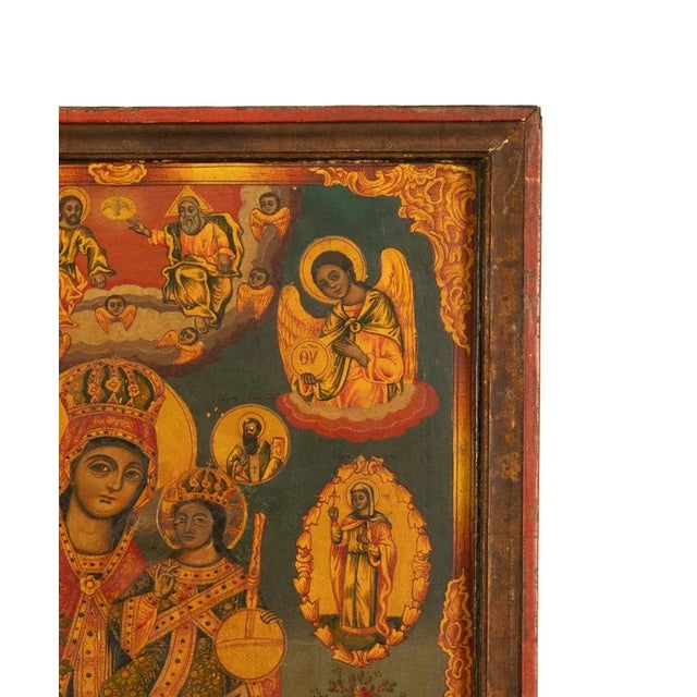 Early 19th Century Antique 19th C Greek Orthodox Icon Virgin Mary & Jesus St. George & Dragon 1800 For Sale - Image 5 of 18