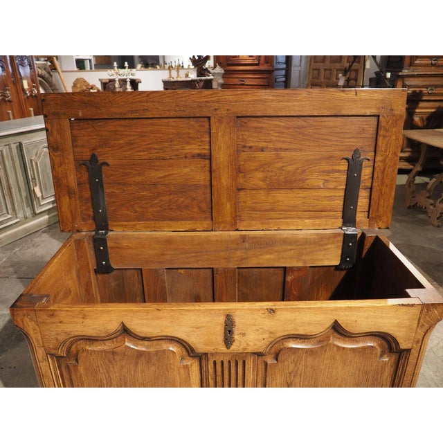 French Carved Oak Coffre Chest or Trunk With Shaped Legs, 20th Century For Sale - Image 10 of 13