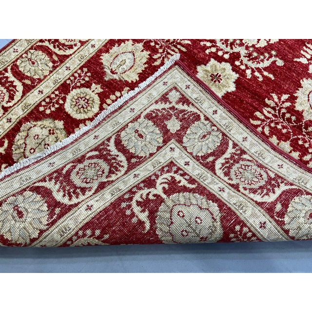 Red & Beige Persian-Style Floral Wool Rug, Natural Dyes, 3'4" X 4'11" For Sale - Image 16 of 16