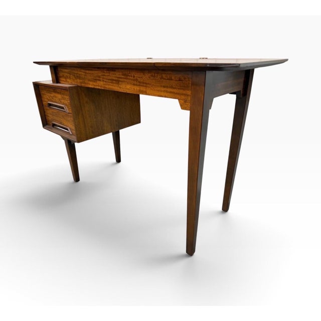 Mid-Century Modern Mid-Century Modern Drexel Perspective for Milo Baughman Walnut Desk Vanity Via For Sale - Image 3 of 11