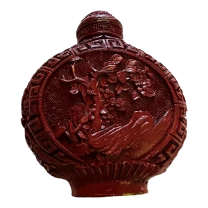 Cinnabar Snuff Bottle Red Vintage