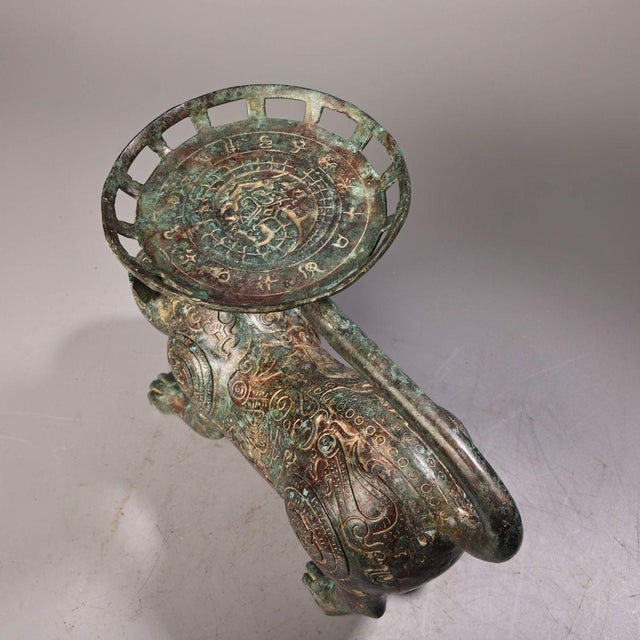 Late 19th Century Bronze Tiger-Form Fruit Tray, 2600g, Archaic Motifs, Sculptural Stand For Sale - Image 10 of 10