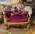 French French Velvet Loveseat With Romantic Ballroom Tapestry & Hand-Gilded Gold Leaf Frame For Sale - Image 3 of 4