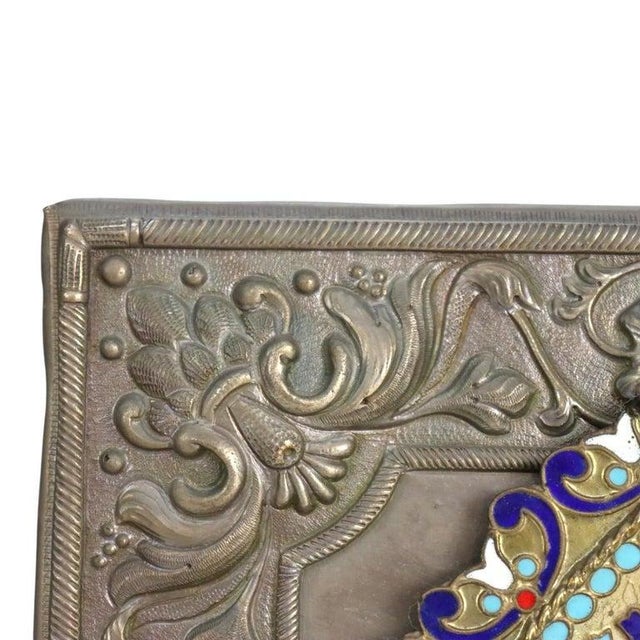 Sterling Silver & Cloisonne Enameled Russian Icon Kazanstaya Mother of God C1900 For Sale - Image 4 of 7
