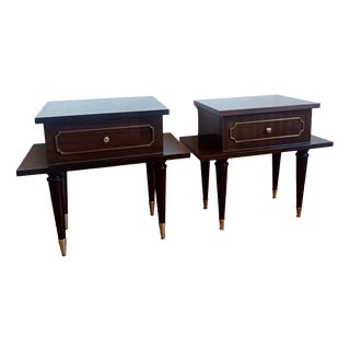 Mid-Century Lacquered Wood Bedside Tables, 1950s, Set of 2 For Sale