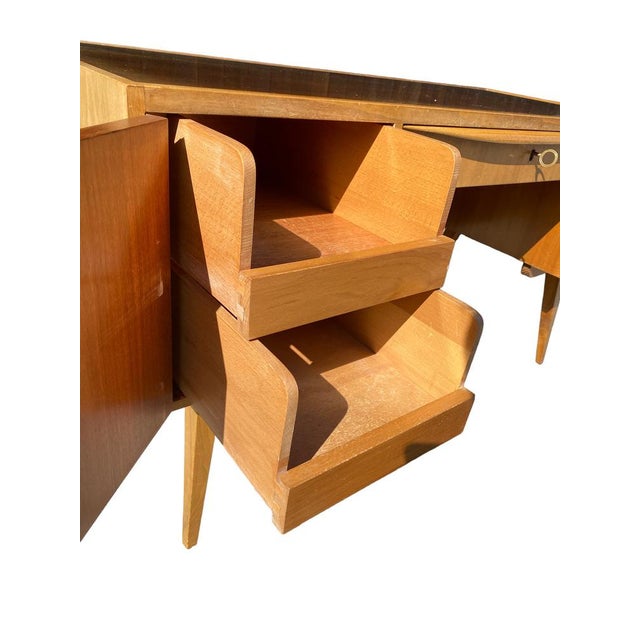 Walnut Veneer Desk attributed to Franz Ehrlich, 1950s For Sale - Image 16 of 18
