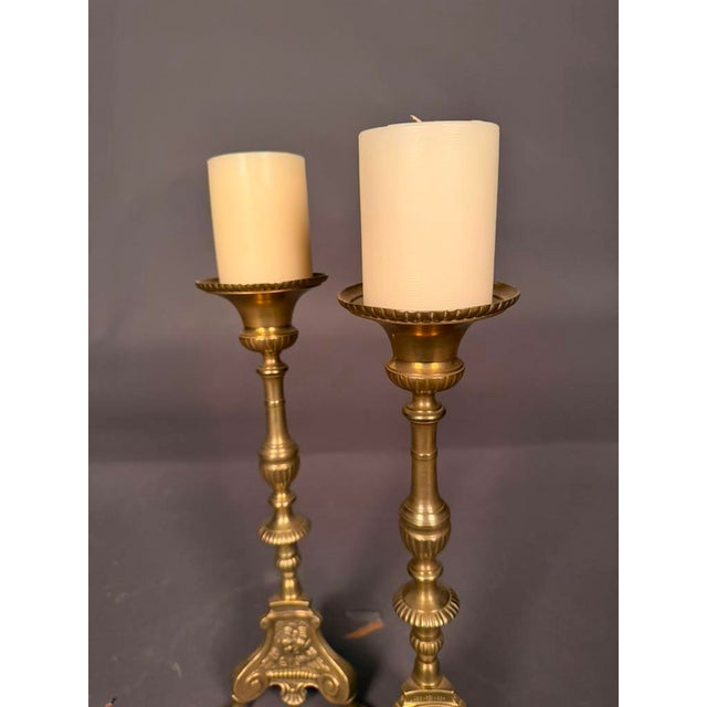 Gothic Pair of 19th Century French Gothic Style Bronze Candelabra With Cherub Motifs, Circa 1890 For Sale - Image 3 of 17