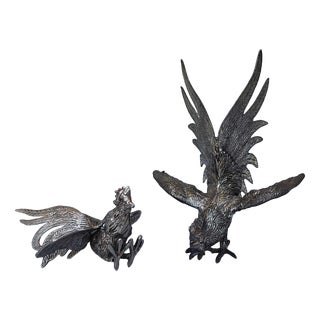 Japanese Hen and Rooster Figurines, 1950s, Set of 2 For Sale