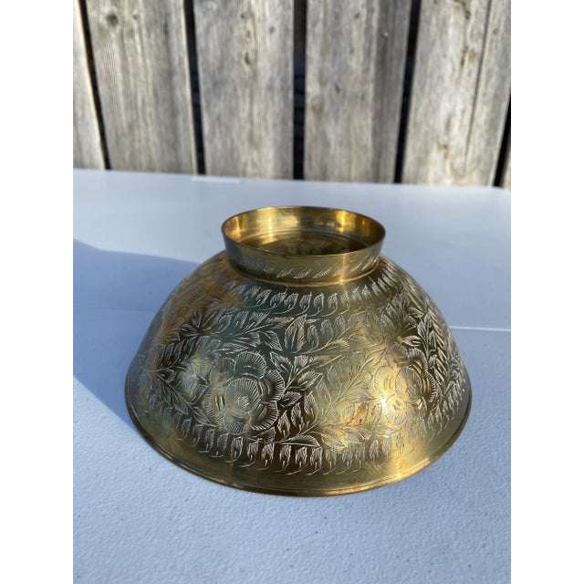 Vintage Asian Brass Decorative Bowl For Sale - Image 6 of 7