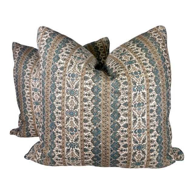 Jasper "Jammu" in Hemp 22" Pillows-a Pair For Sale