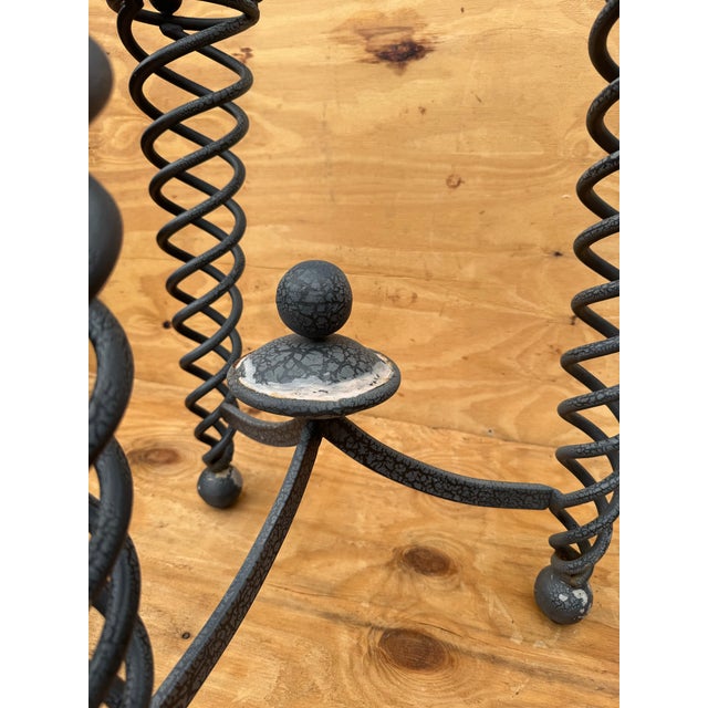 Late 20th Century Most Unusual Large Iron With Aluminum Feet Designer Spiral Leg Side Tables For Sale In West Palm - Image 6 of 11