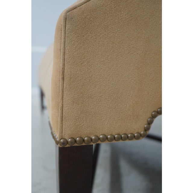 Edward Ferrell Suede Upholstered Settee Loveseat For Sale - Image 11 of 18