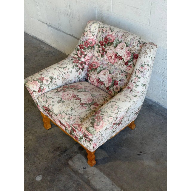 1970s Floral Upholstered Lounge Chair Danish Mid-Century Modern 1970s For Sale - Image 5 of 11