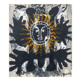 Walter Gaudnek "Alice's Sun God" Oil on Canvas, 1969 For Sale