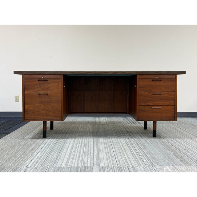 Mid-Century Modern Mid-Century Modern Executive Desk Large Top For Sale - Image 3 of 10