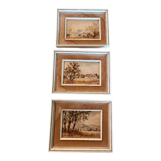 1974 Malcolm Smith Original South African Landscape Paintings - Set of 3 For Sale