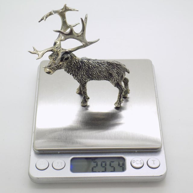 Large Vintage Italian Handmade Genuine Silver Stag Deer Figurine by Mario Cerreti, 1960s For Sale - Image 13 of 16